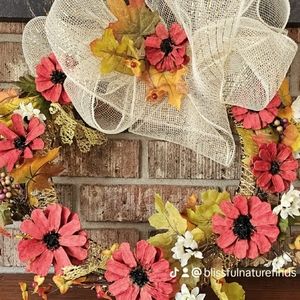 Handmade Fall Wreath 14" Warm Fall Colors